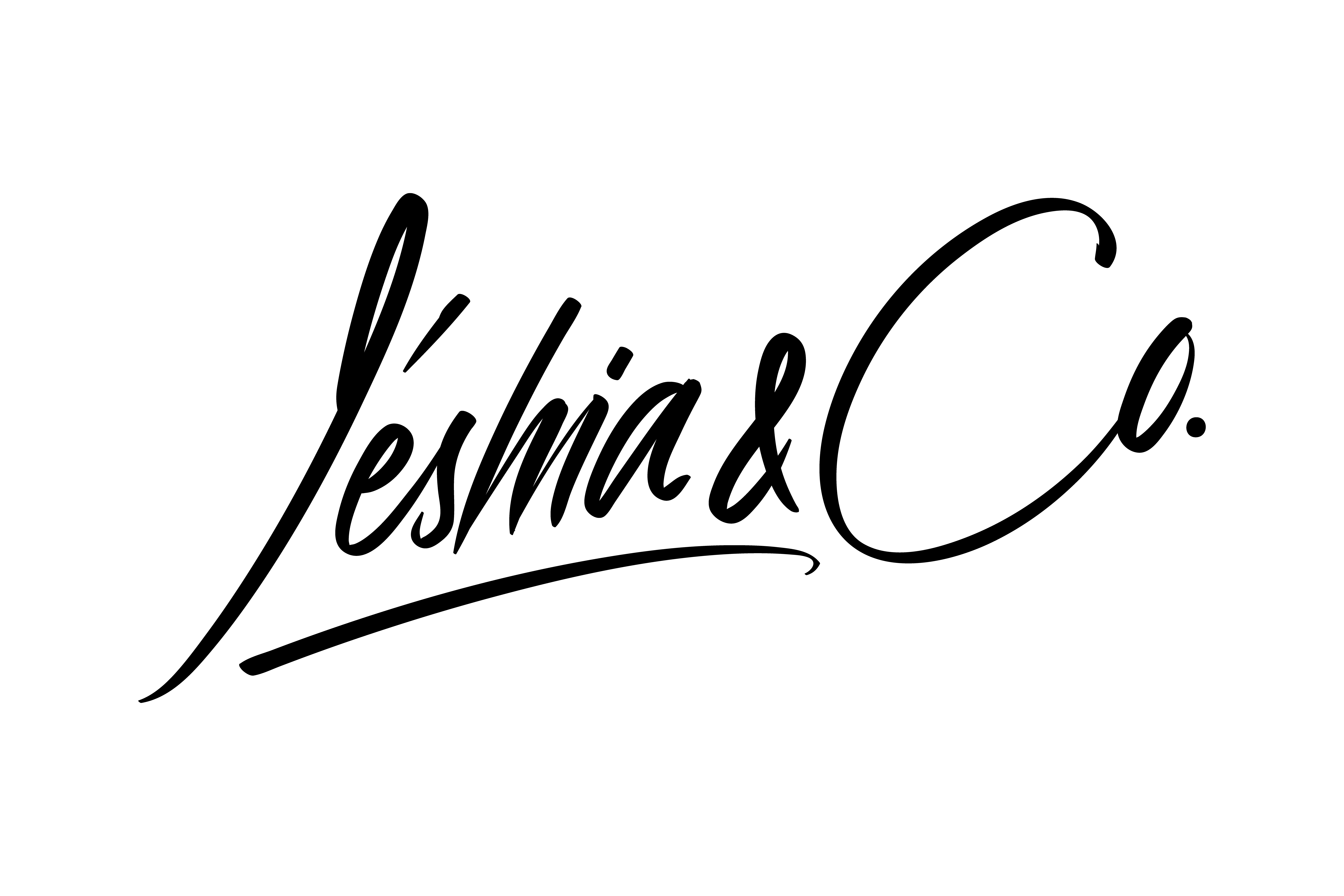 Ieshia & Company black and white calligraphy style logo.
